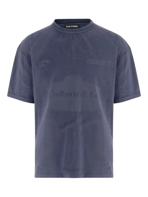 CULTURA logo print T-shirt Blue B009