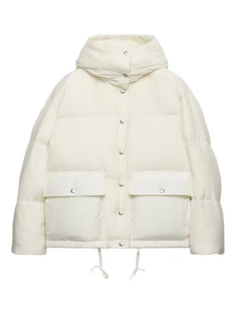 Prada hooded patch-pocket down jacket White 292290SOOO17K9