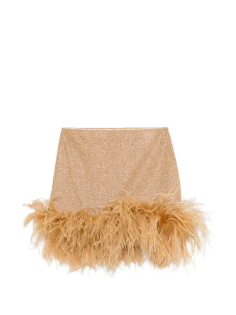 Oséree feather-trim mini skirt Gold LSDS261
