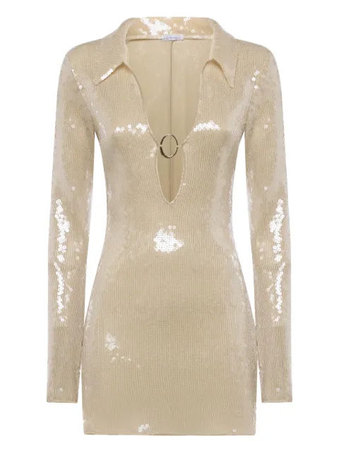 Oséree Marylin ring-detail mini dress Neutrals MSS261SEQUINSN