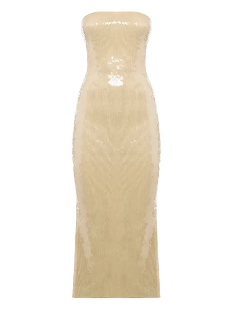 Oséree Marylin sequinned strapless midi dress Neutrals MIS261