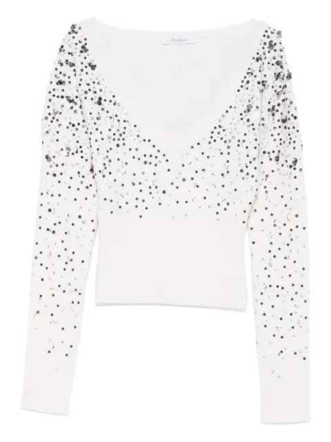 Max Mara Gang sequin V-neck knitwear White 2611361051600