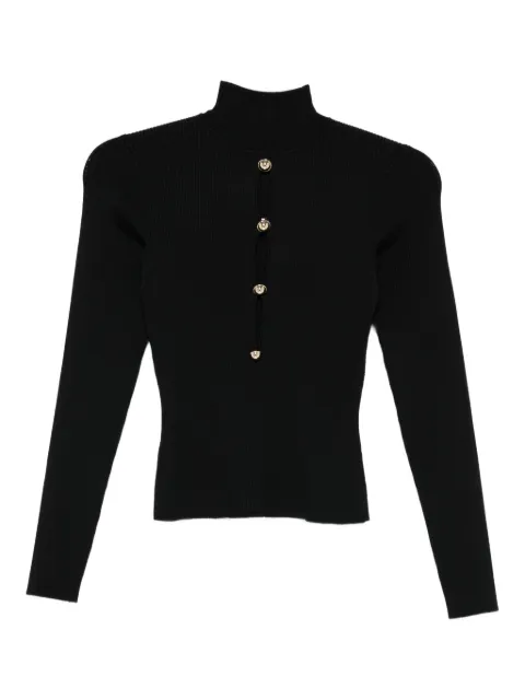 Self-Portrait long-sleeve ribbed-knit top Black RS26138TB