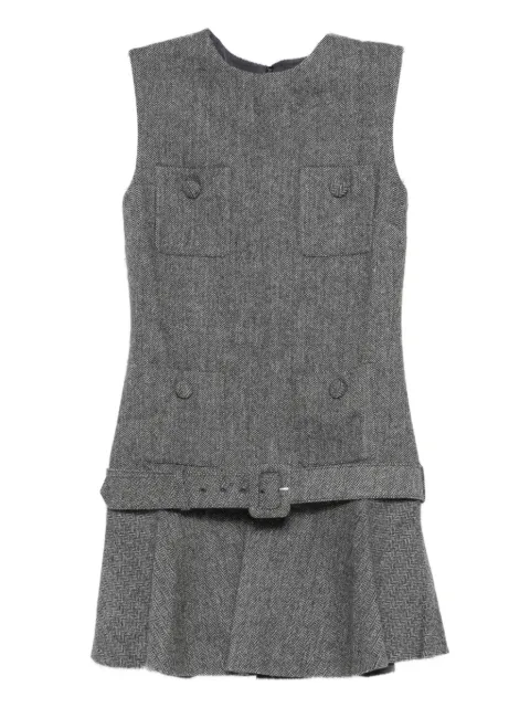 Self-Portrait herringbone buckled mini dress Grey RS26038SCGR