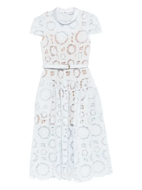 Self-Portrait floral-lace midi dress Blue RS26167MBBL