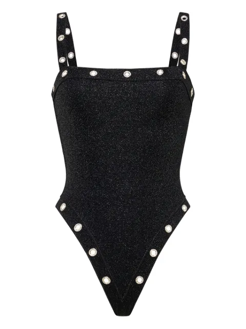 Oséree Lumière studded swimsuit Black OMS261