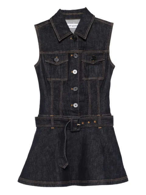 Self-Portrait belted denim mini dress Blue RS26825SBL