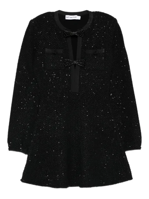 Self-Portrait sequin bow mini dress Black RS26210SB