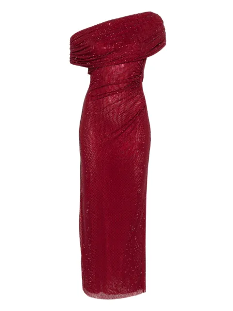 Self-Portrait drape detail midi dress Red RS26002MBU