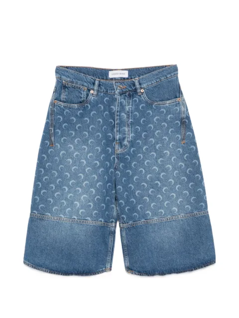 Marine Serre moon-print panelled denim shorts Blue USH004BCDEN0002BL05