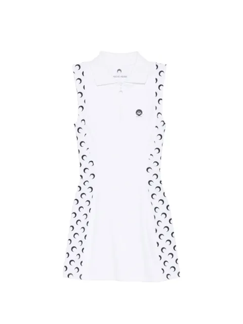 Marine Serre athleisure polo mini dress with moon inserts White WDR453ACJER0101WH00