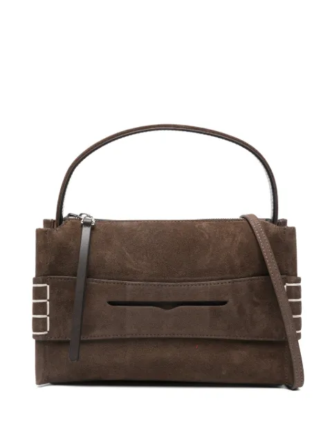 JW Anderson small loafer suede top handle bag Brown HB0762LA0364