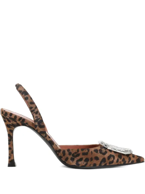 Amina Muaddi crystal-embellished slingback pumps Neutrals 15S365664CAM