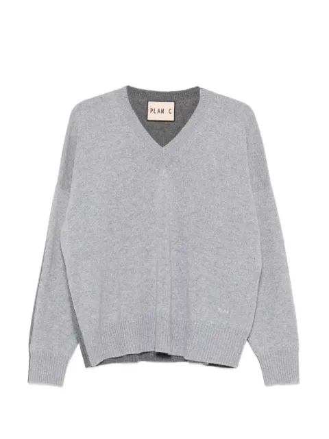 Plan C V-neck colour-block cardigan Grey MVCMD53KG0FW015