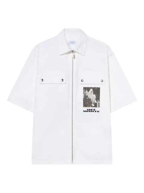 Off-White Xerox Star zip shirt White OMGG01DF25FAB0030110