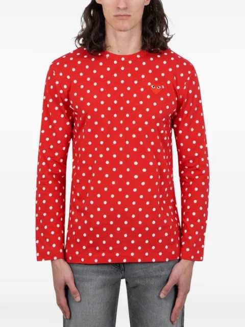 Comme des Garçons Homme polka-dot long-sleeve t-shirt Red AZT1660513