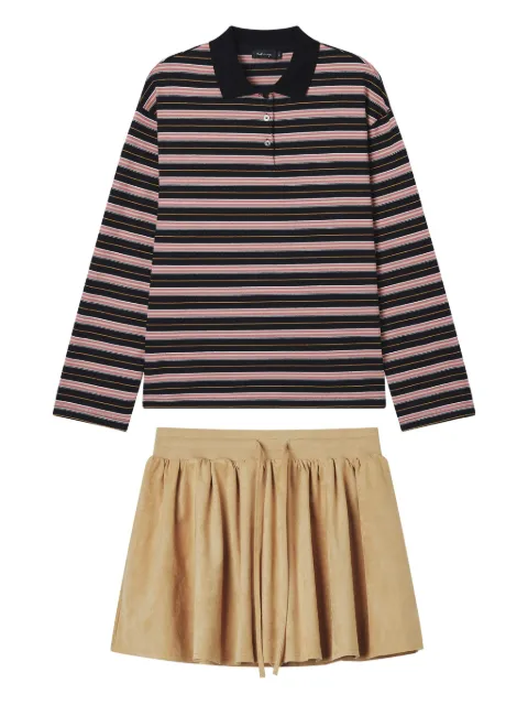 tout a coup striped polo shirt and mini skirt set Neutrals M616AF5