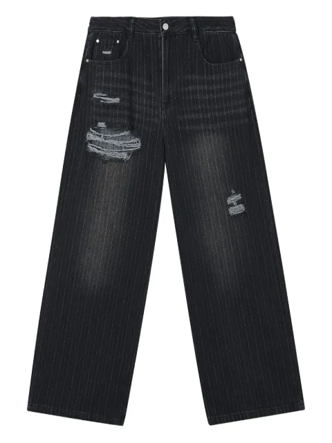 tout a coup ripped pinstripe denim Black M116AF5
