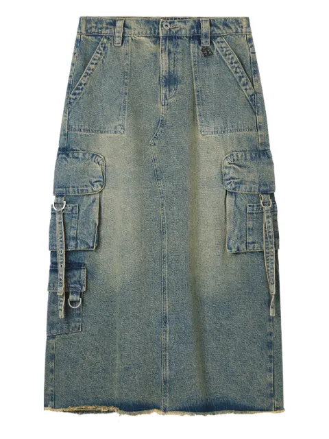 Musium Div. cargo frayed midi skirt Blue MMUSKW01040X