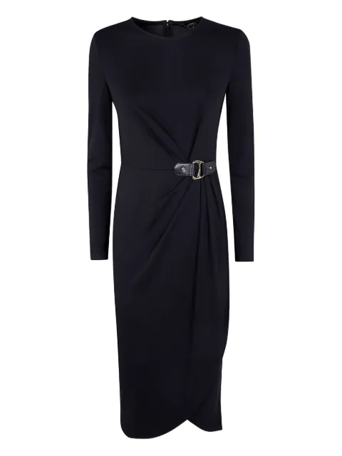 Lauren Ralph Lauren buckle-detail draped dress Black 200980222
