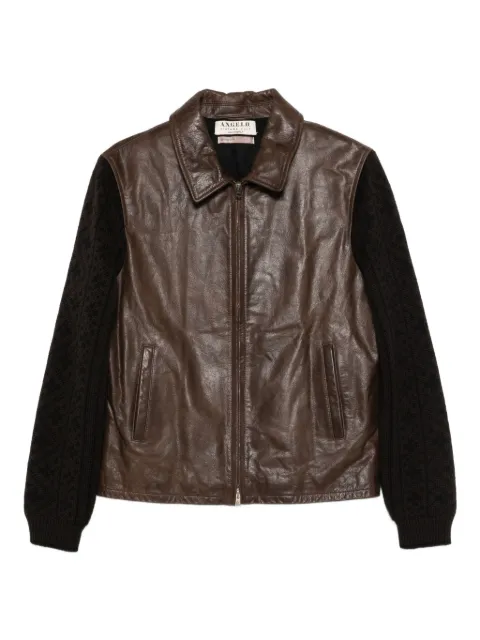 A.N.G.E.L.O. Vintage Cult 2000s knitted-sleeves leather jacket Brown AN520HL