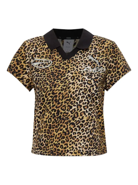 PUMA Collared animal print top Brown 63609905