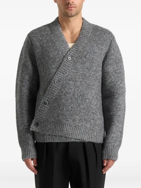 Manière De Voir Dani unisex asymmetric brushed knit cardigan Grey UNX0011