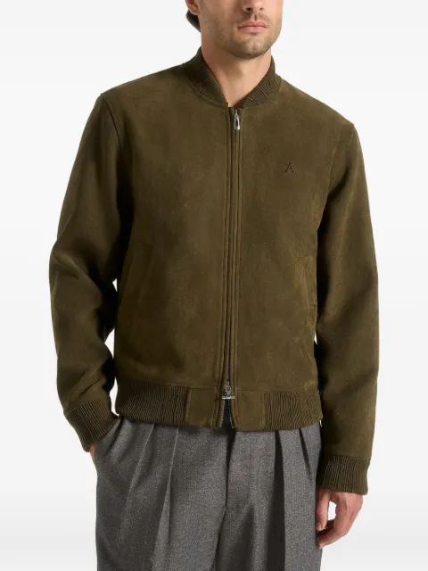 Manière De Voir Arsène in olive suede bomber jacket Green MAN3524