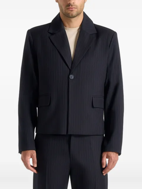 Manière De Voir Silas in navy pinstriped-pattern tailored cropped-blazer Blue MAN3554