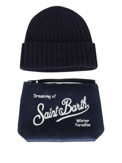 MC2 Saint Barth Christmas Box Man beanie hat and clutch bag set Blue CHRISTMASBOXMAN