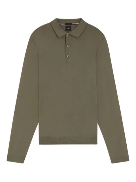 BOSS buttoned long-sleeve polo shirt Green 50476355