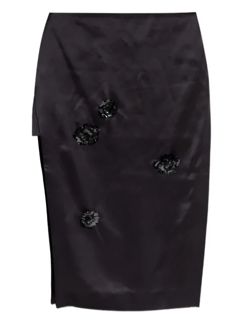 Casablanca floral-detail midi skirt Black WAW25SK17301