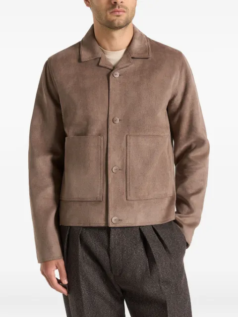 Manière De Voir Michel suede jacket with revere collar Neutrals MAN33171