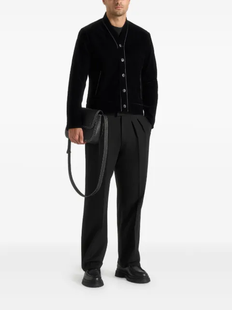 Manière De Voir Nassim velvet jacket with contrast piping Black MAN3496