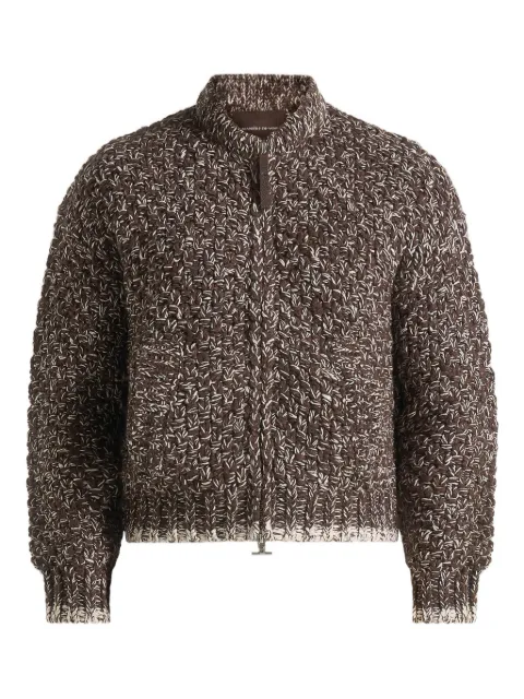 Manière De Voir Darel speckled knit bomber jacket Brown MAN3265