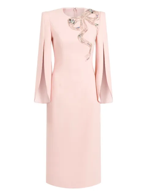 Jenny Packham bow-embellished midi dress Pink JPEX352