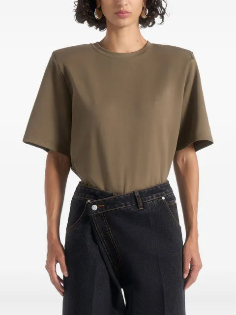 Manière De Voir Mia wide shoulder bodysuit T-shirt Green WMN4428