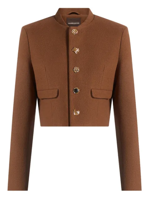 Manière De Voir Evana structured wool jacket with mixed buttons Brown WMN4257