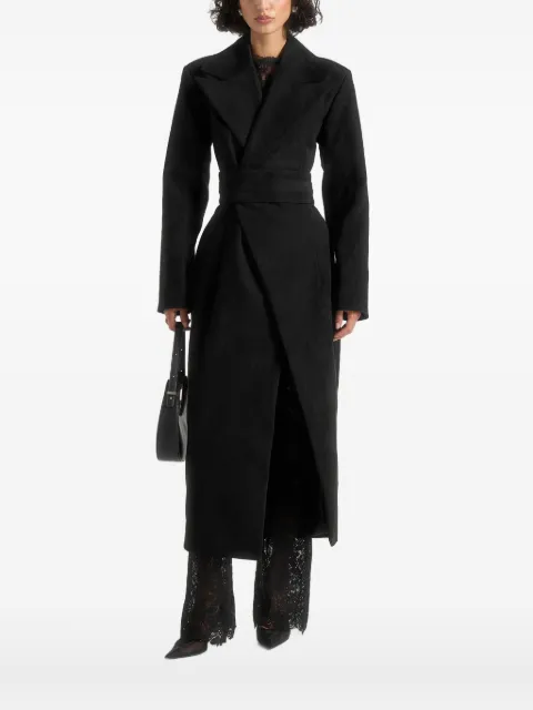 Manière De Voir Esma suede asymmetric coat with cinch belt Black WMN4341