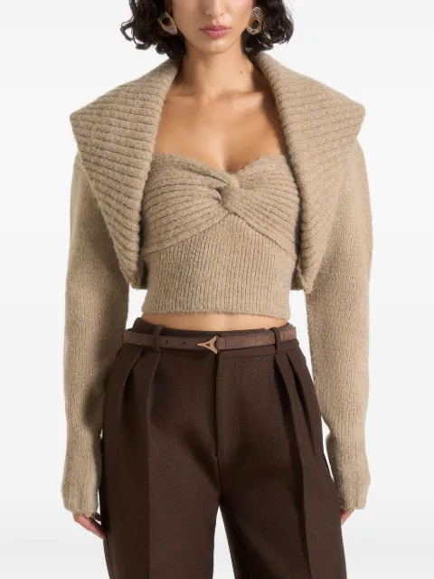 Manière De Voir Emya 2-in-1 knit shrug with twisted bandeau top Neutrals WMN4335