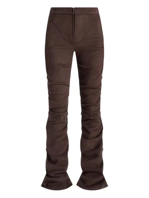 Manière De Voir Caroline tacked suede fit & flared trousers Brown WMN3912111SUEDE