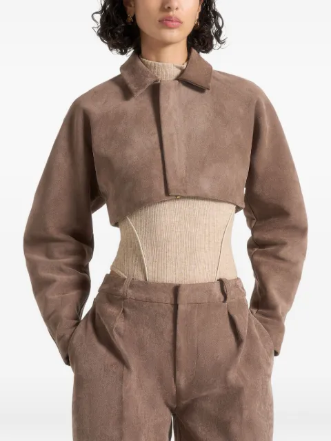 Manière De Voir Elya suede super cropped jacket Neutrals WMN34682