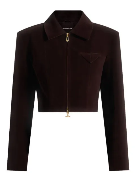 Manière De Voir Adina velvet cropped jacket Brown WMN39851