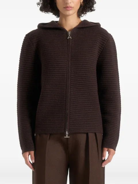 Manière De Voir Eden ribbed knit zip-up hoodie Brown UNX0016