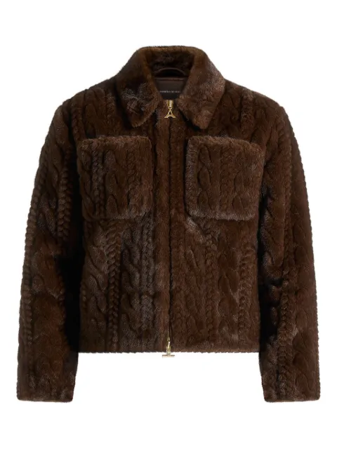 Manière De Voir David plush cable embossed jacket Brown MAN3310