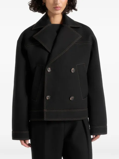 Manière De Voir Mika unisex tailored double breasted jacket with contrast stitch Black UNX0003
