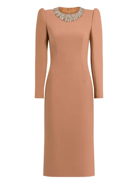 Jenny Packham Cora collar-embellished midi dress Neutrals JPEX272