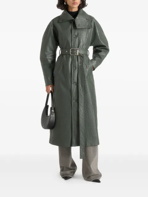 Manière De Voir Leyna ostrich hourglass belted coat Green WMN4320