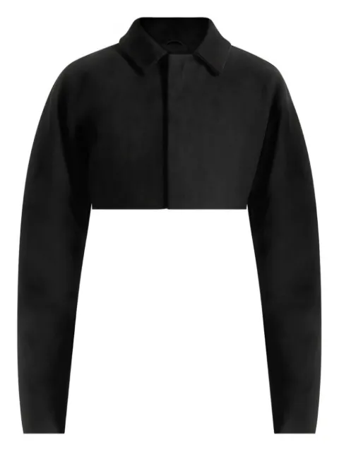 Manière De Voir Elya suede-effect black super crop jacket Black WMN34682FABRIC