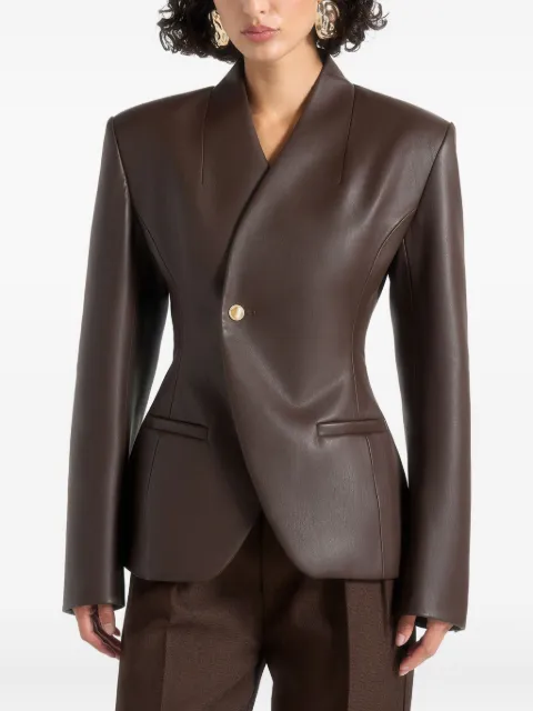 Manière De Voir Ina leather cinched waist kimono blazer Brown WMN4371